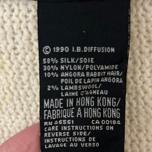 VINTAGE 90’S IB Diffusion Silk, Angora, Wool Embellished Beaded Sweater S Retro - Picture 10 of 11